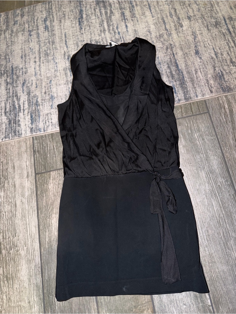 Theory Silk Collar Faux Wrap Tie Dress